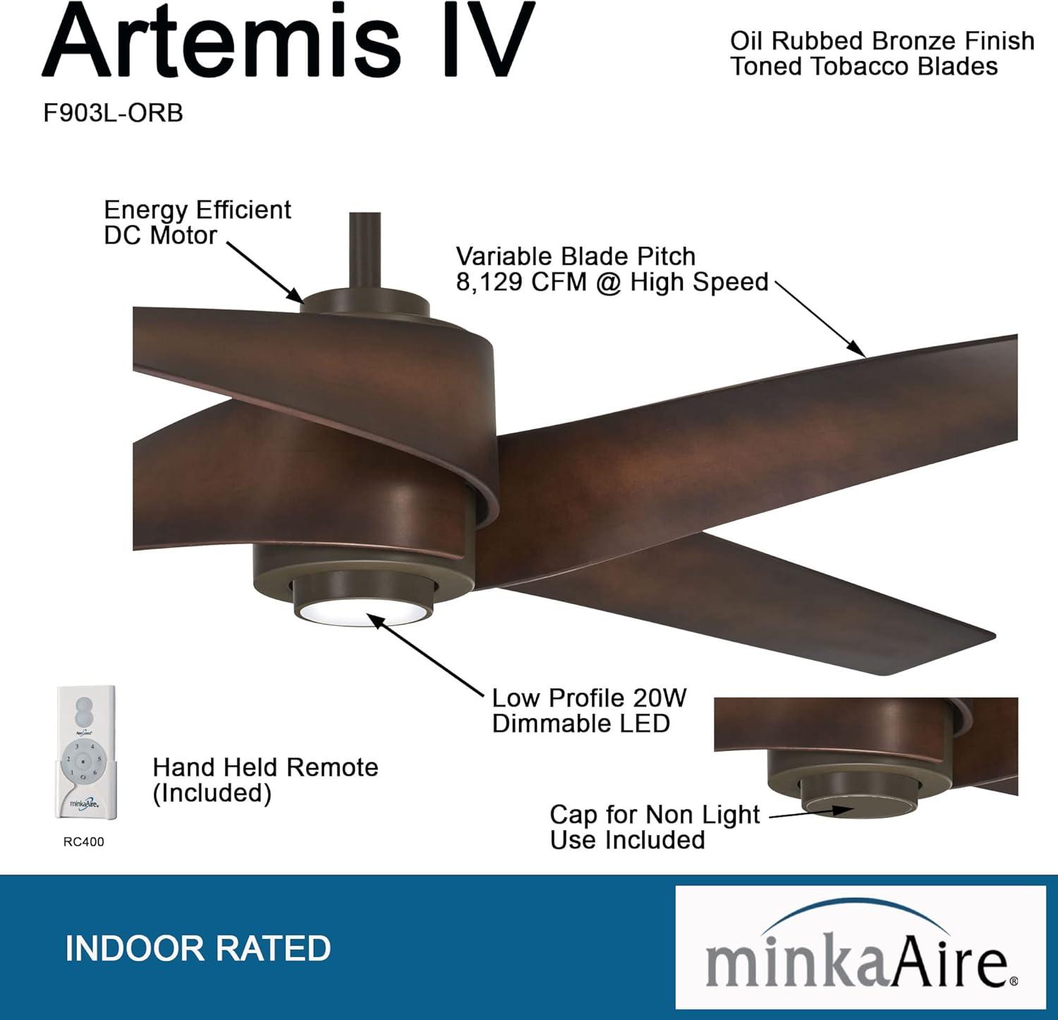 64" Artemis 4 Blade LED Standard Ceiling Fan with Light Kit Included