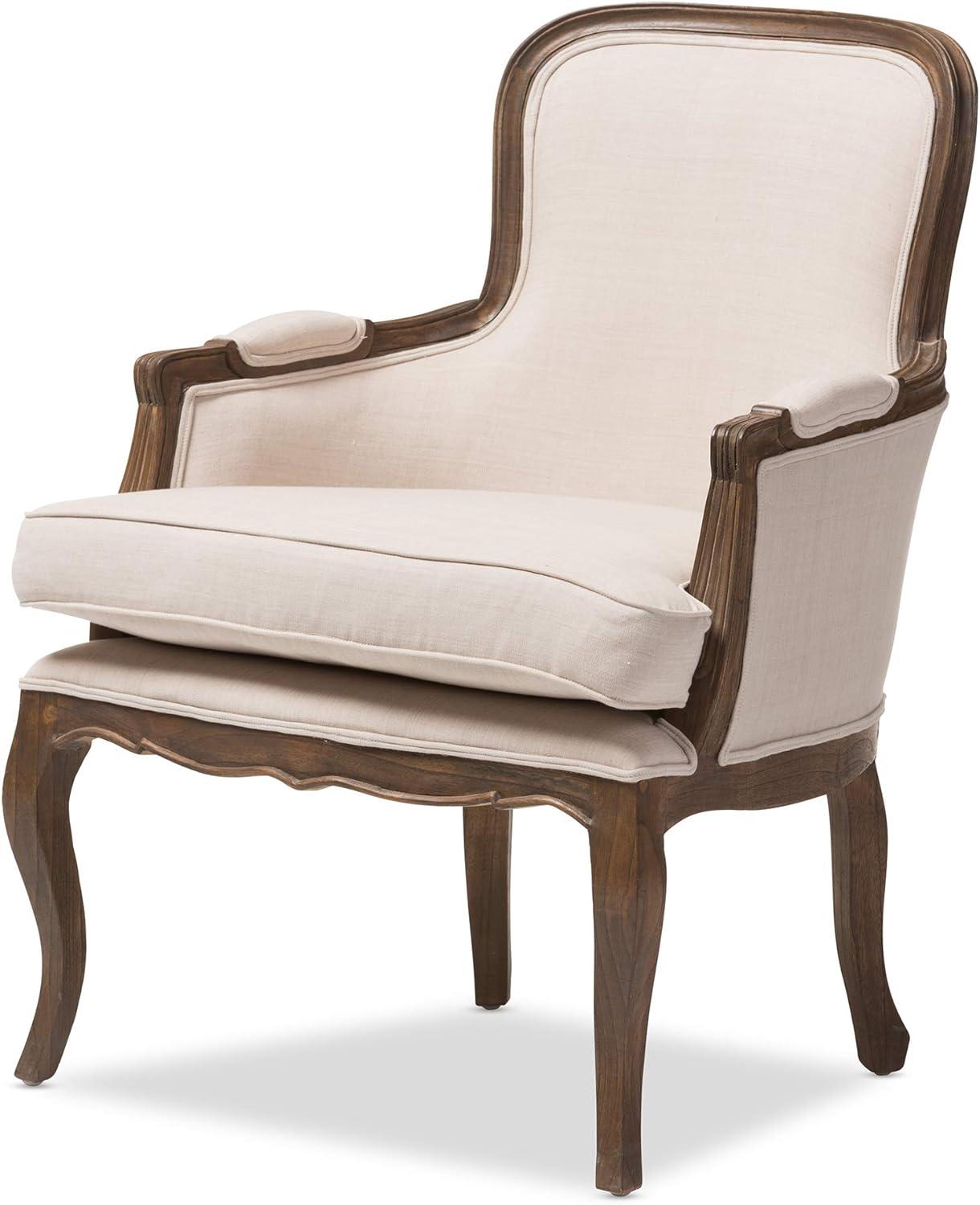 Napoleon Traditional French Accent Chair Ash - Baxton Studio: Cedar Frame, No Assembly, Polyester Upholstery