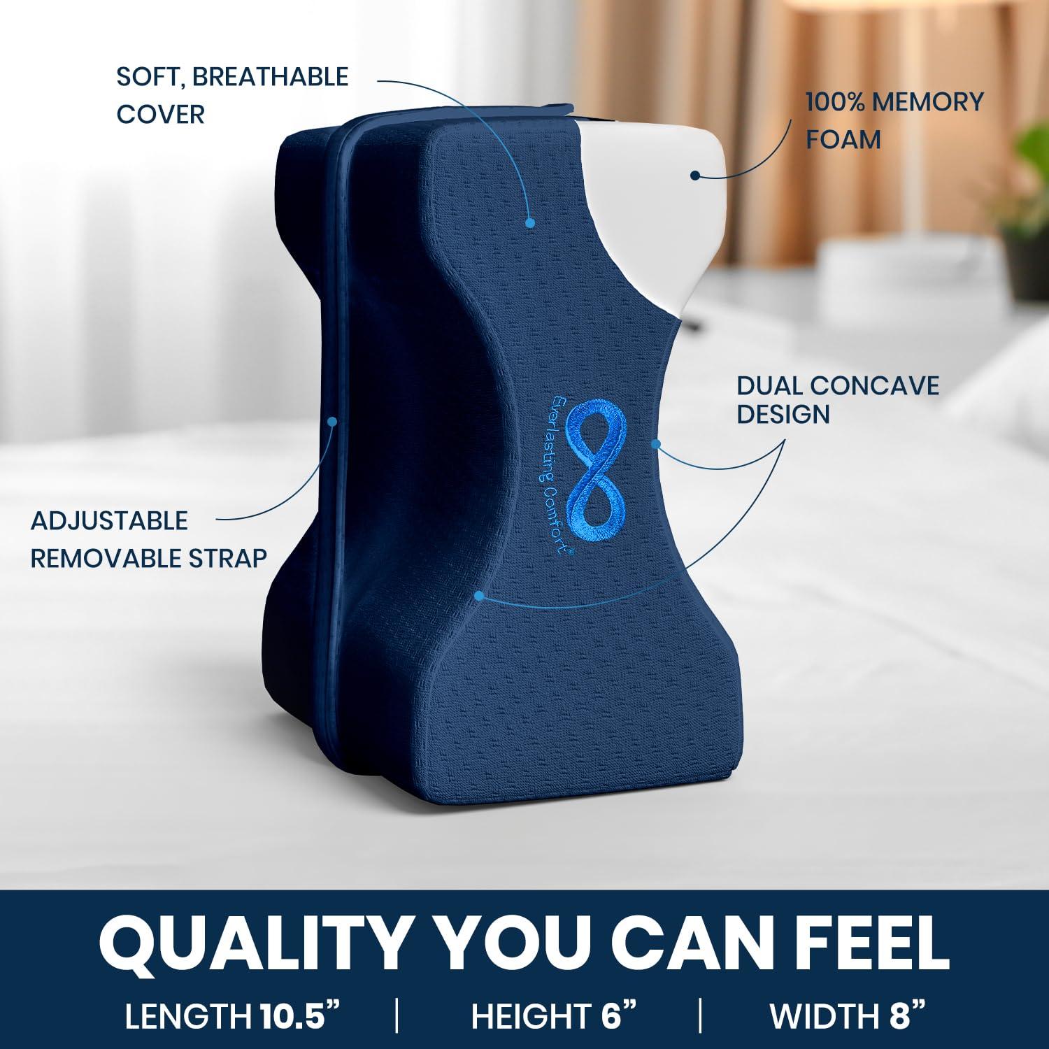 Everlasting Comfort Office Foot Rest Under Desk Ergonomic Memory Foam Foot Pillow, Navy Blue