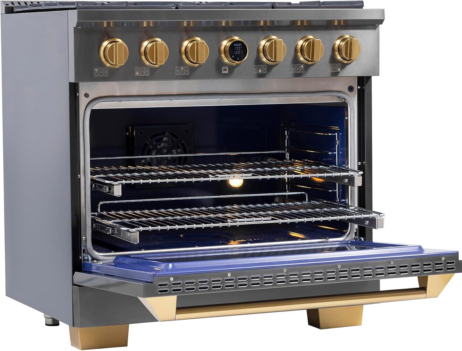 36 in. 5.2 cu. ft. Dual Fuel Range for Natural Gas in Titanium Stainless Steel.