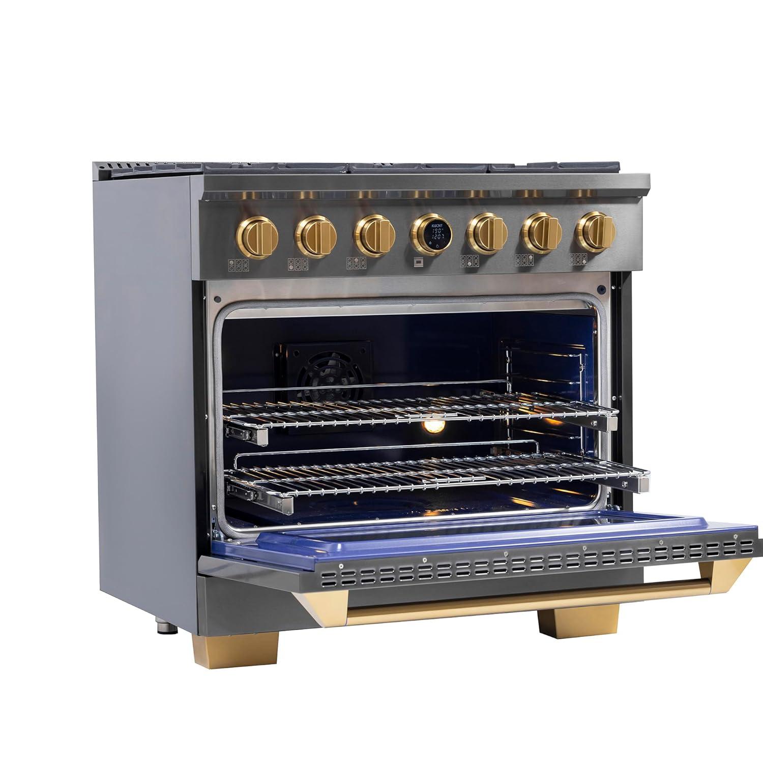 36 in. 5.2 cu. ft. Dual Fuel Range for Natural Gas in Titanium Stainless Steel.