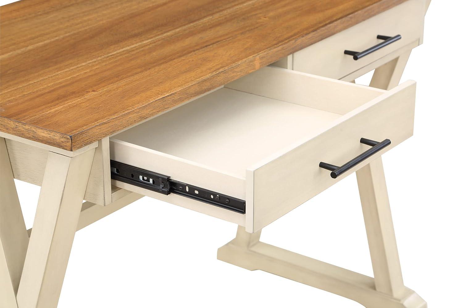 Jericho Rustic Writing Desk w/ Drawers  in Antique White in Engineered Wood
