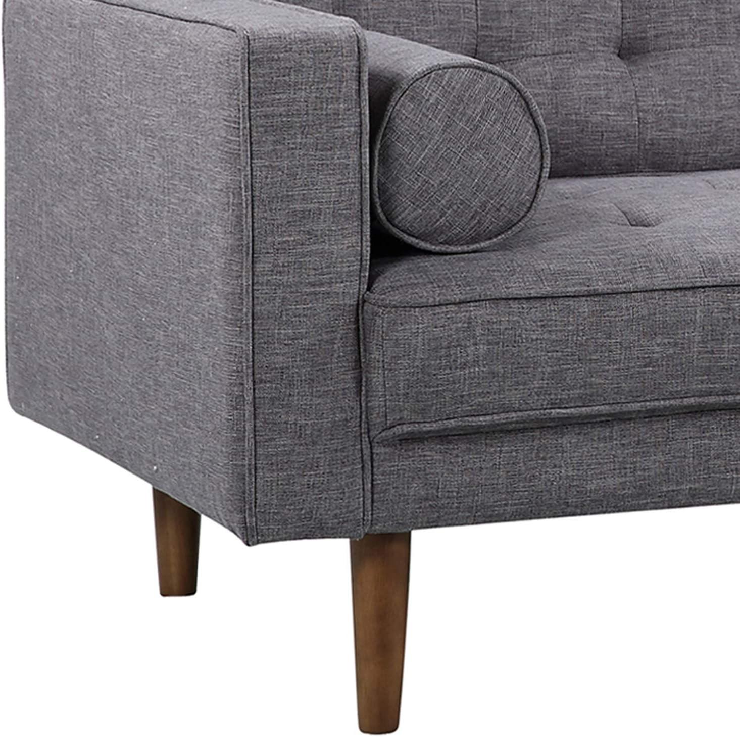 Element Loveseat in Dark Gray Linen and Walnut Legs