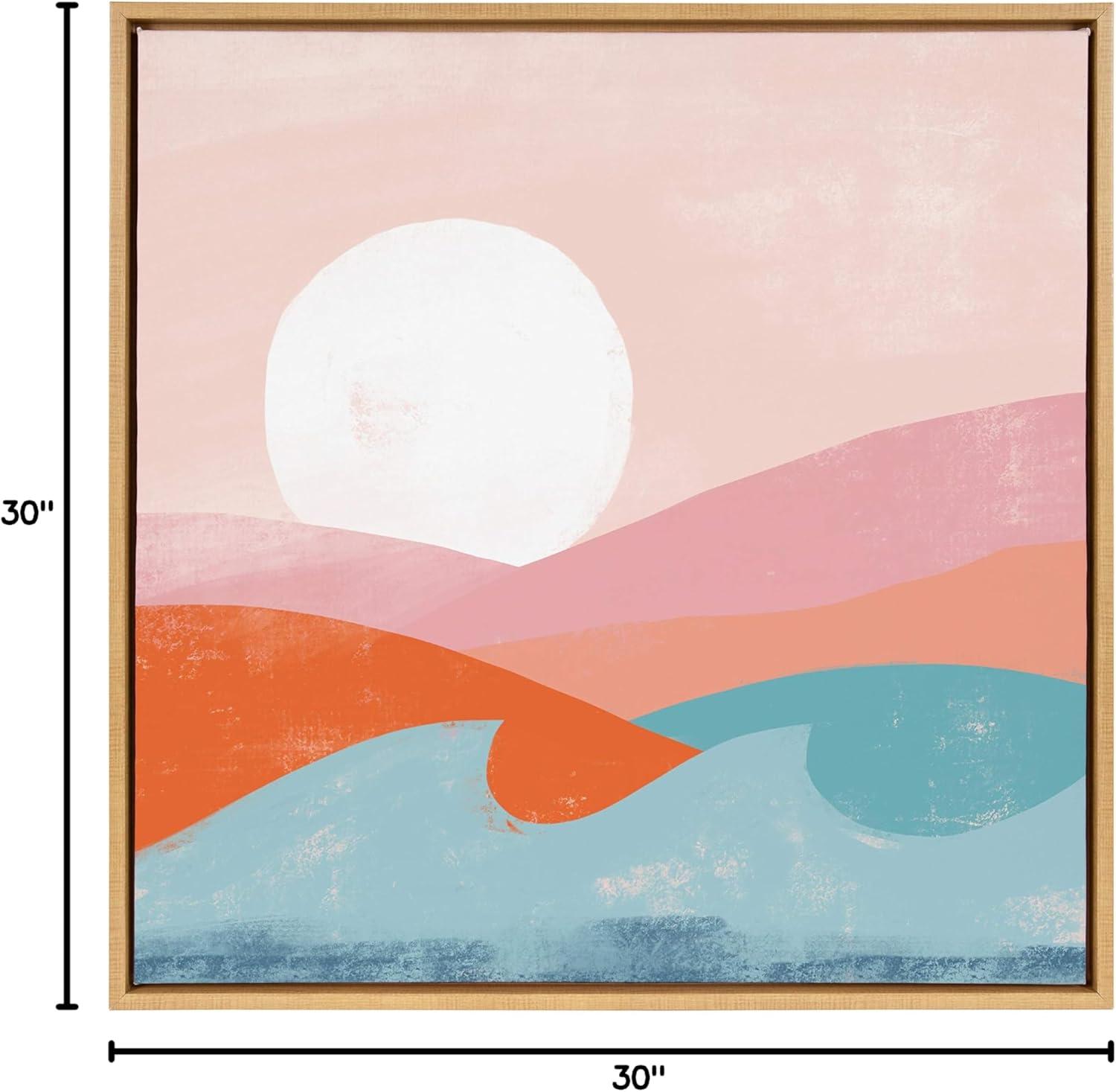 30" x 30" Sylvie Endless Summer Framed Canvas By Kate Aurelia Holloway Natural - Kate and Laurel: Modern Beach Scene Wall Decor