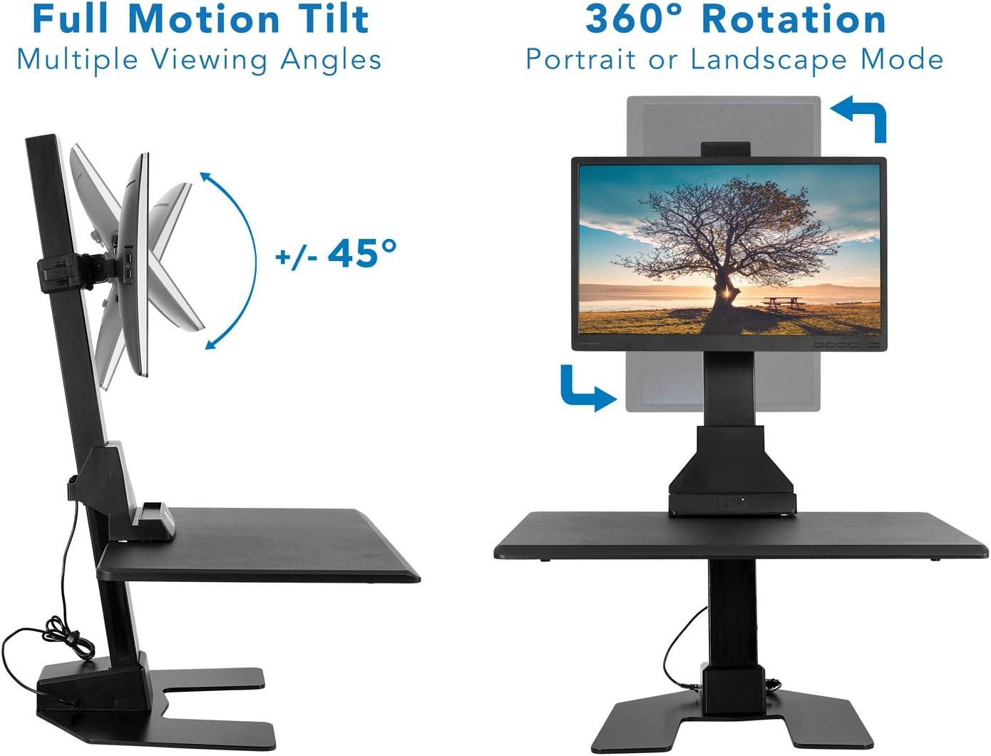 Mount-It Electric Standing Desk Converter, Tabletop Stand Desk w/ Monitor Mount, 28" Wide Platform