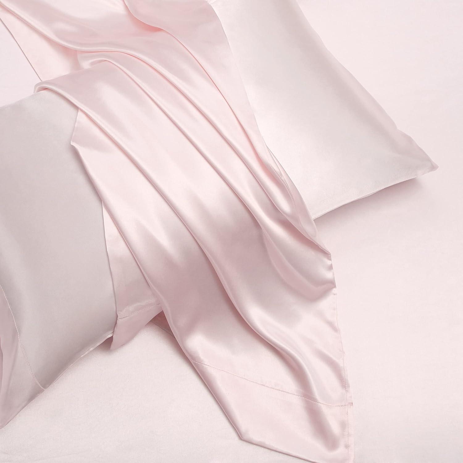 Blush Pink Satin King Sheet Set with Deep Pockets