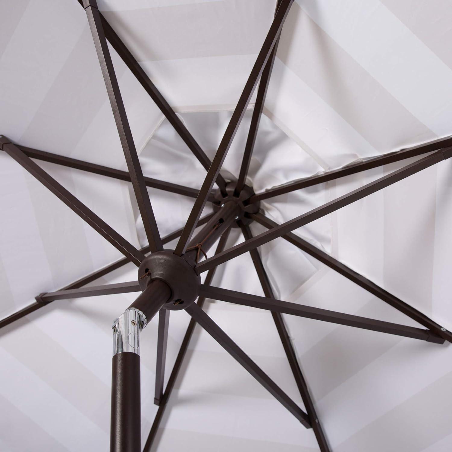 Maui Single Scallop Striped 9Ft Crank Push Button Tilt Umbrella - PAT8011 - Orange - Safavieh