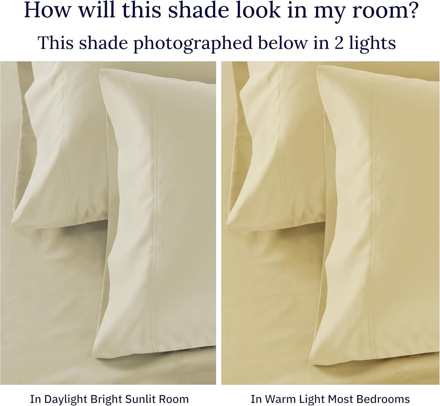 California Design Den 100% Cotton Pillow Cases Standard Size Set of 2, Sateen Weave, Cooling Pillow Cases for Standard / Queen Size Pillows, Beige