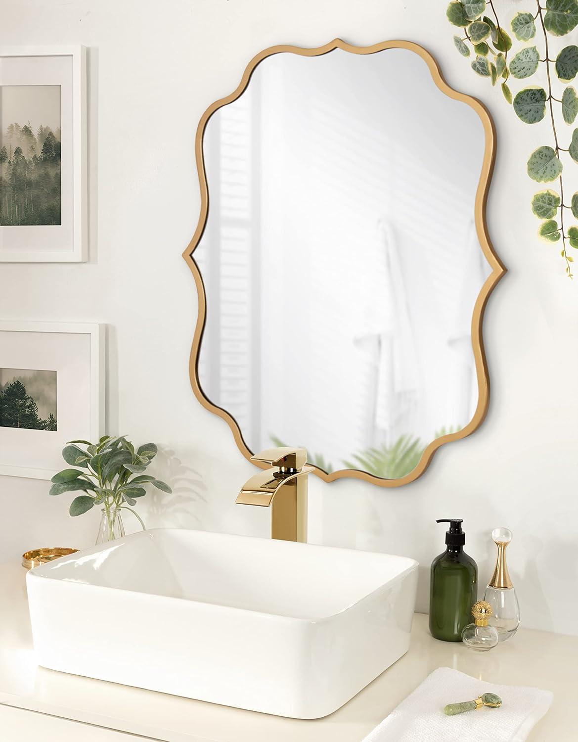 24" x 30" Higby Framed Wall Mirror Gold - Kate & Laurel All Things Decor: Scalloped, Decorative, Modern Style