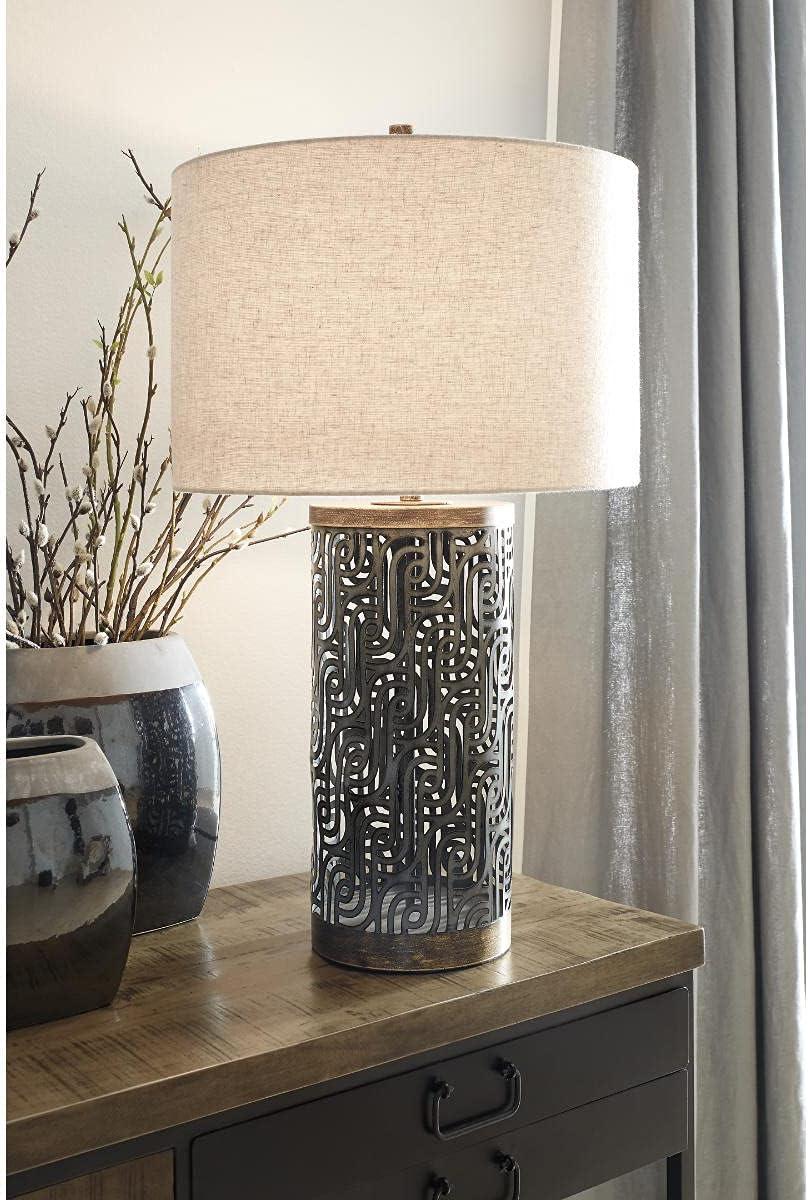 Signature Design by Ashley Contemporary Dayo Table Lamp  Gray/Gold Finish