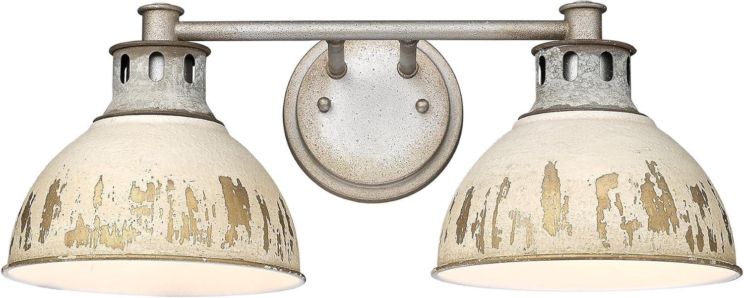 Golden Lighting Kinsley 2-Light Vanity Light in Aged Galvanized Steel with Antique Ivory