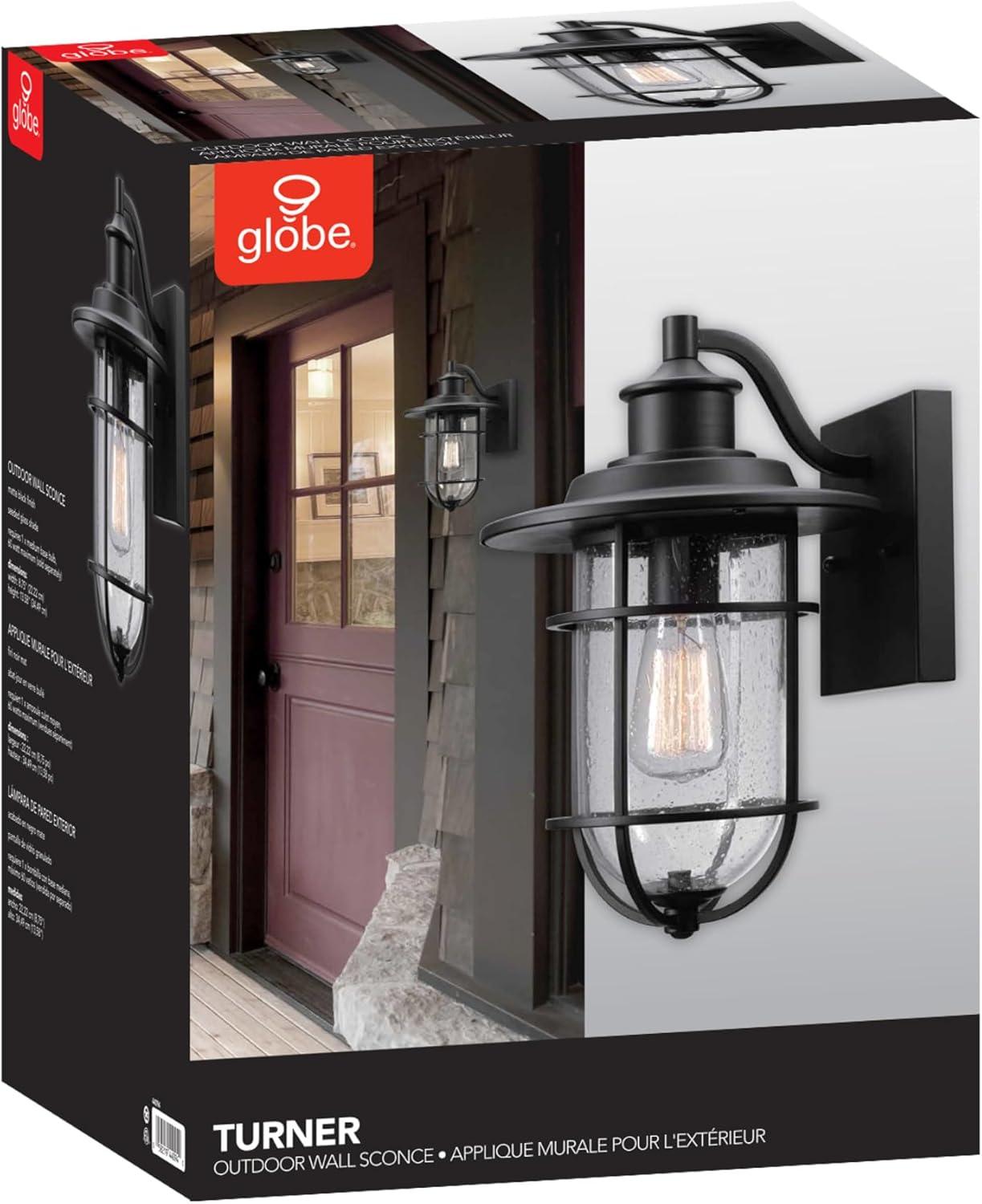 Globe Electric Turner 1-Light Outdoor/Indoor Seeded Glass Shade Wall Sconce Light, 44094