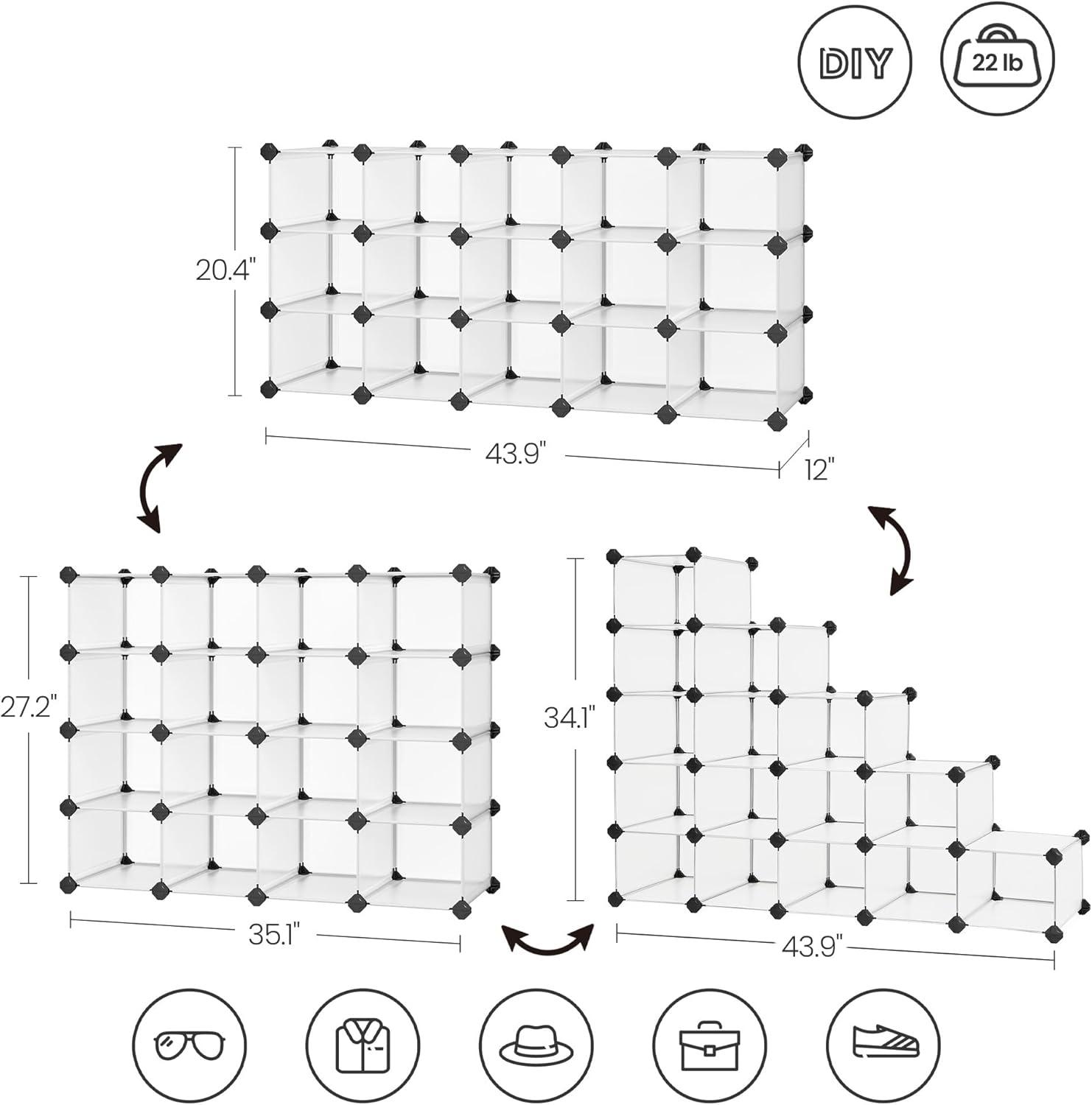 16-Cube Shoe Rack Organizer – Modular Plastic Storage Cabinet for Entryway, Closet, Hallway, Space-Saving Shoe Shelf for Bedroom , Bathroom