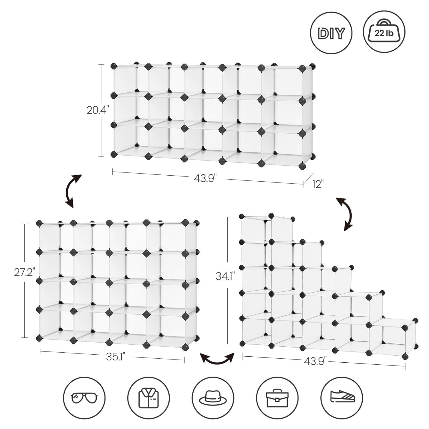 16-Cube Shoe Rack Organizer – Modular Plastic Storage Cabinet for Entryway, Closet, Hallway, Space-Saving Shoe Shelf for Bedroom , Bathroom