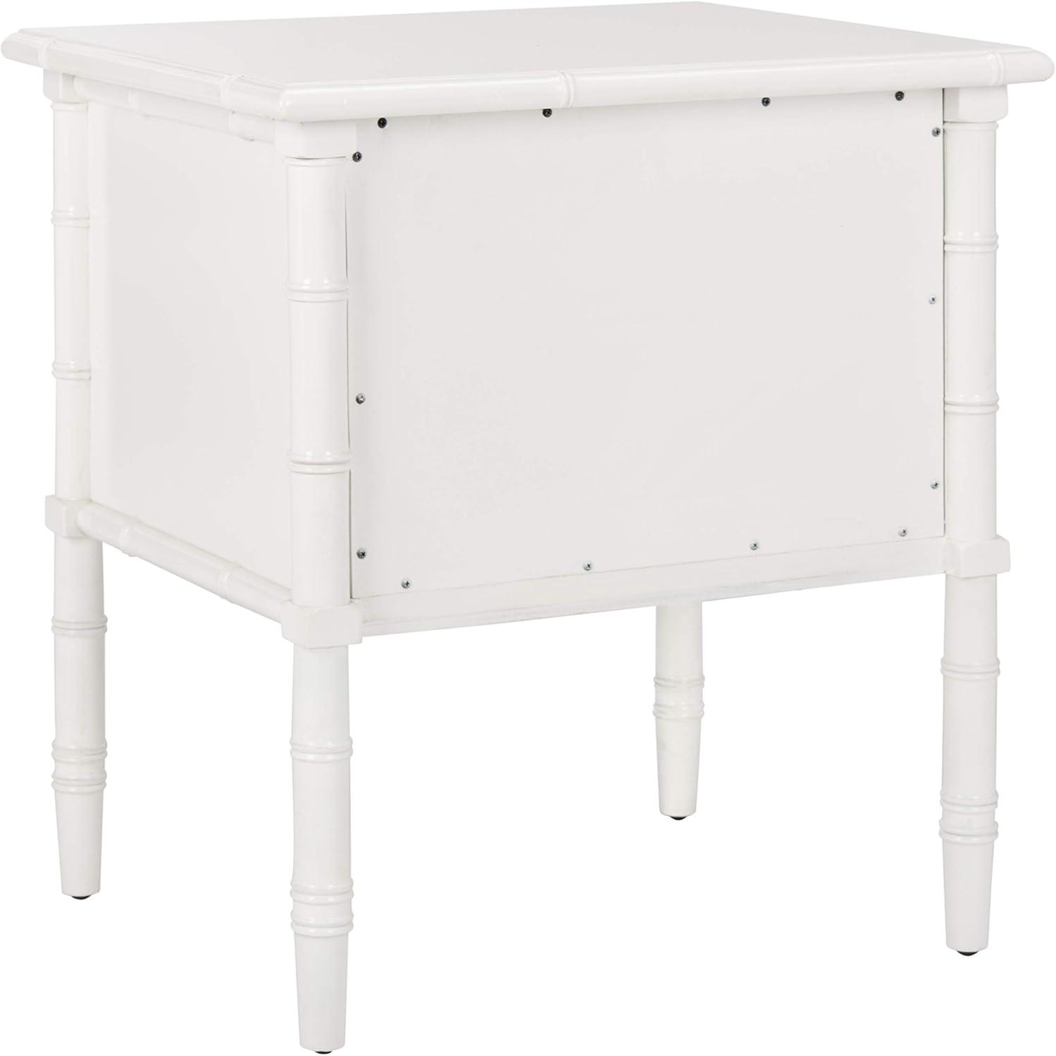 White Bamboo 2-Drawer 25" Transitional Nightstand