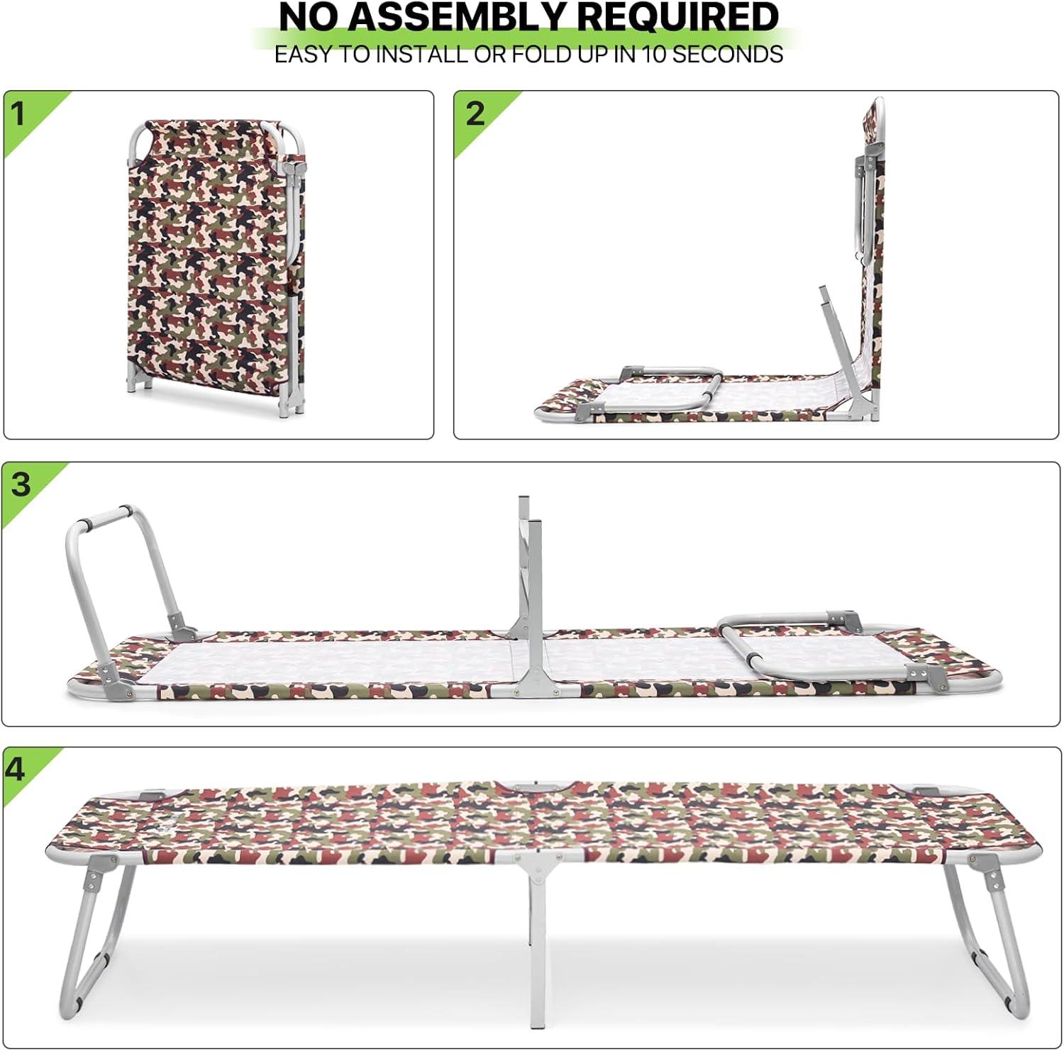 Magshion Portable Military Fold Up Camping Bed Cot + Free Storage Bag Camo