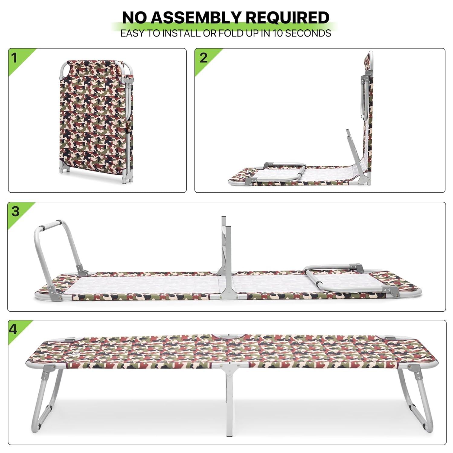 Magshion Portable Military Fold Up Camping Bed Cot + Free Storage Bag Camo