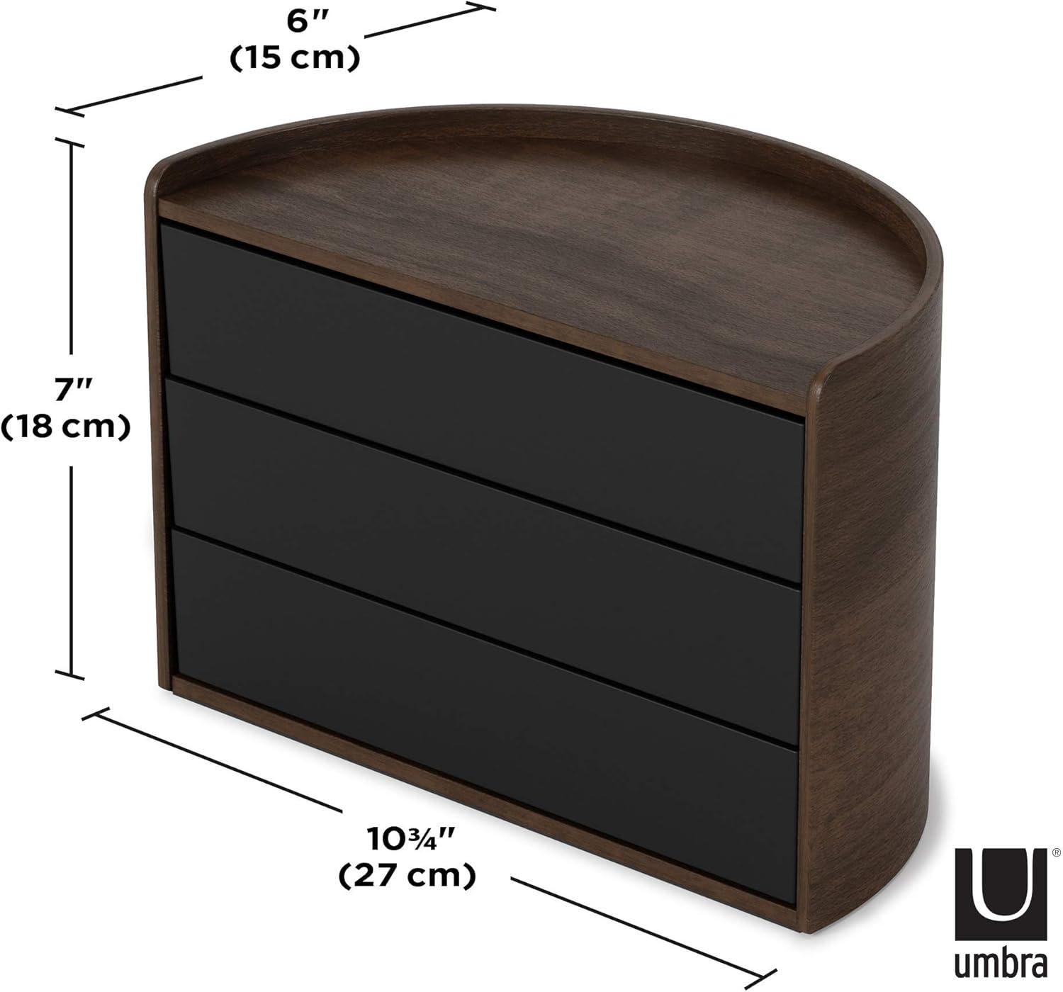 Moona Poplar Wood Revolving Jewelry Box in Black/Walnut