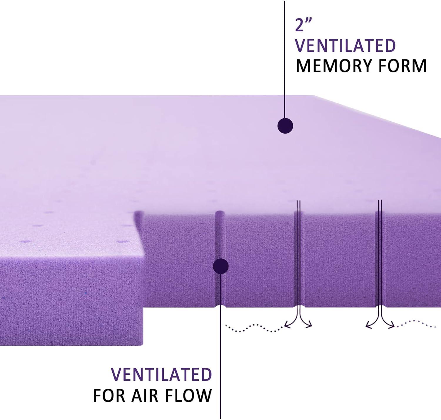 Twin XL Purple Gel Memory Foam Mattress Topper