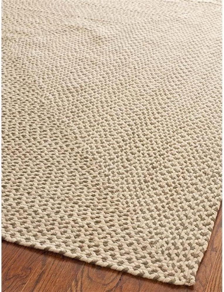 Beige and Brown Braided Cotton Reversible Area Rug 9' x 12'