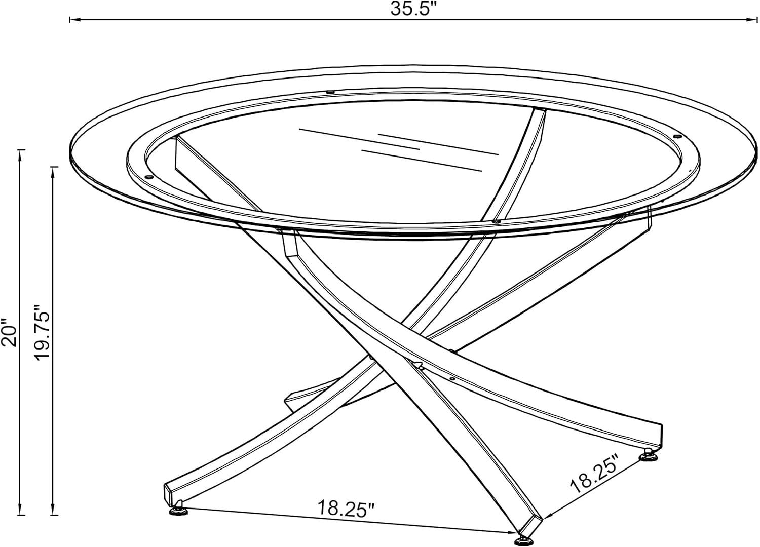 Coaster Brooke Round Glass Top Coffee Table Metal Base Brass