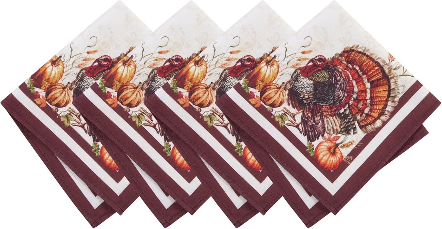 Autumn Heritage Turkey Engineered Napkins, Set of 4 - Multicolor - 17x17 - Elrene Home Fashions