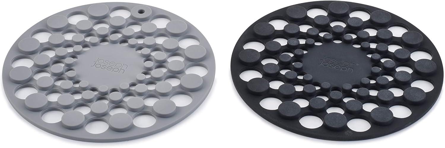 Gray Circular Silicone Trivet Set with Raised Dots