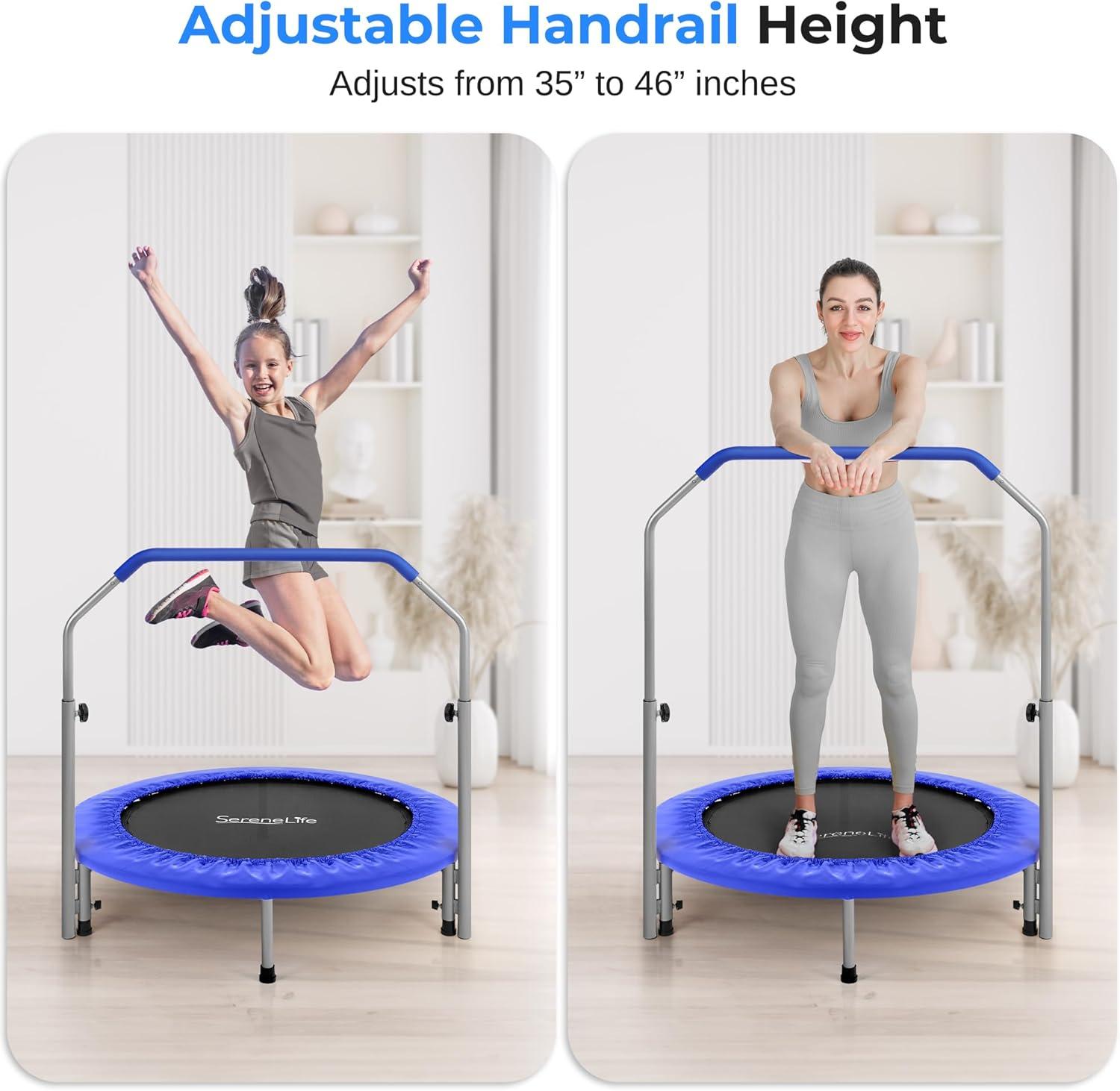 3.8' Foldable Round Fitness Trampoline with Handlebar