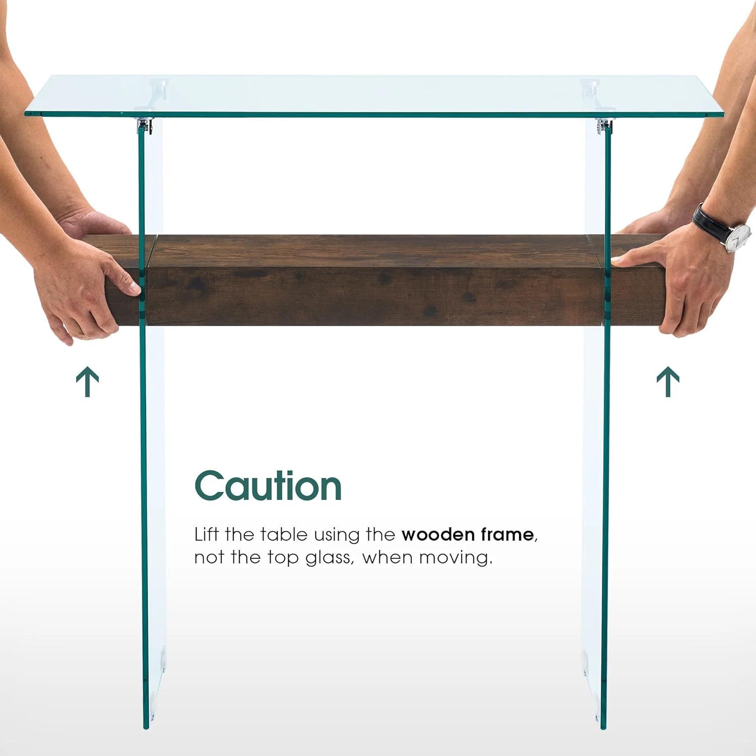 Ivinta Narrow Glass Console Table with Storage Modern Sofa Table Entryway Table Glass Writing Desk Small Computer Desk TV Table Buffet Table Modern Accent Table for Small Space Living Room Hallway