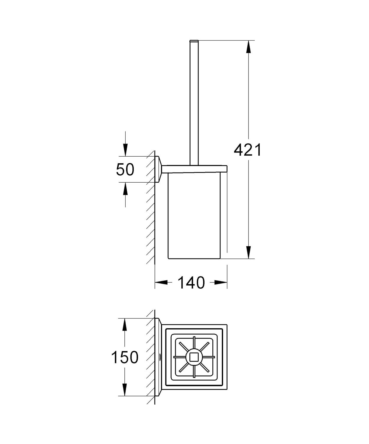 Allure Brilliant 16.57in. H Wall Mounted Toilet Brush and Holder