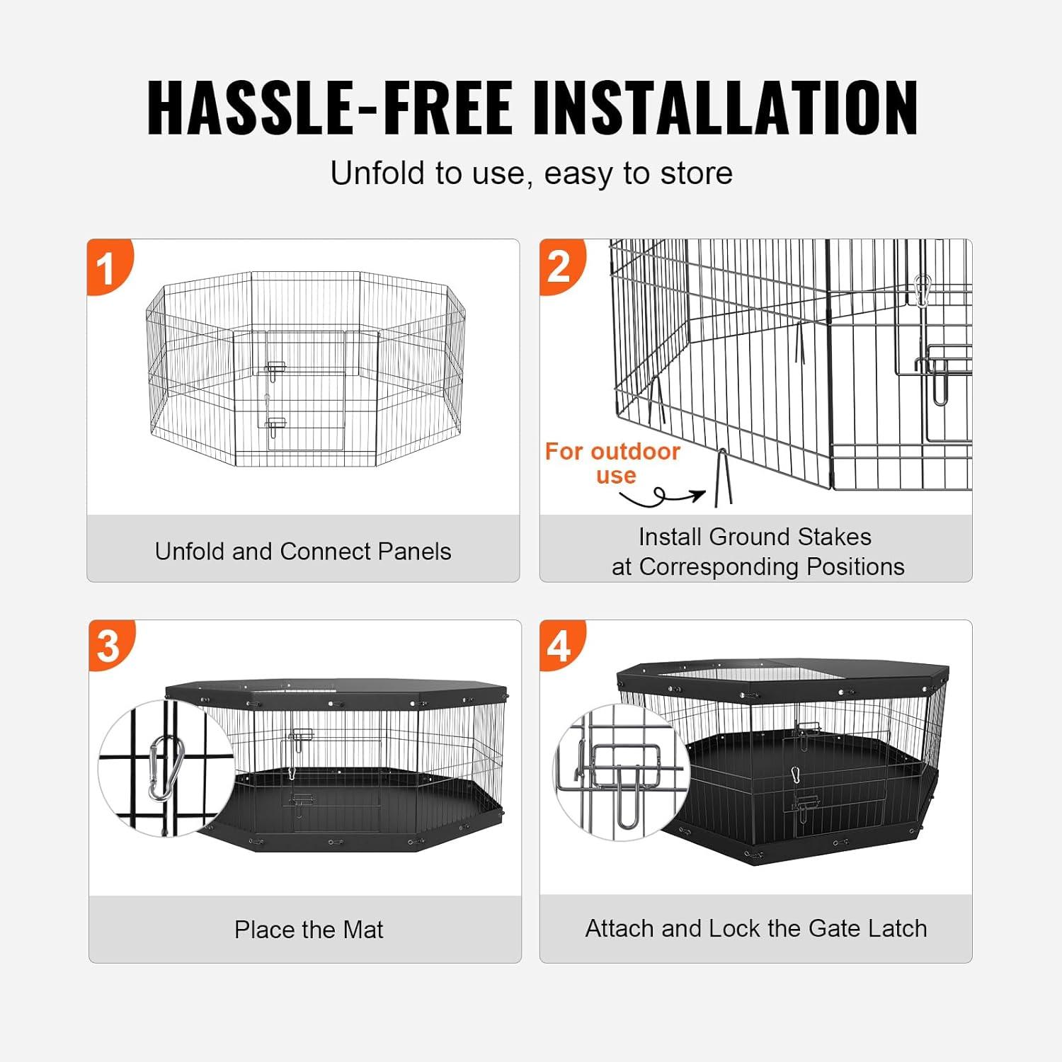 24'' H 8 Panel Metal Exercise Pen With Door