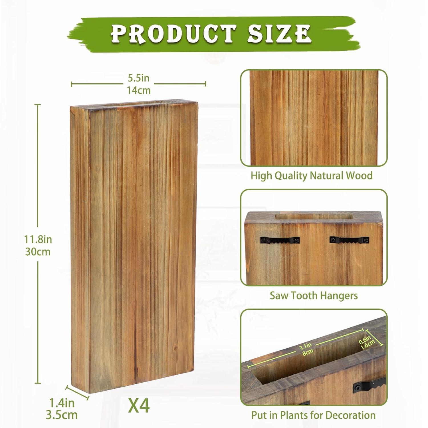 Wall Planters for Indoor Plants Modern Farmhouse Wooden Pocket Wall Vases for Dried Flowers and Faux Plants 4 Pack