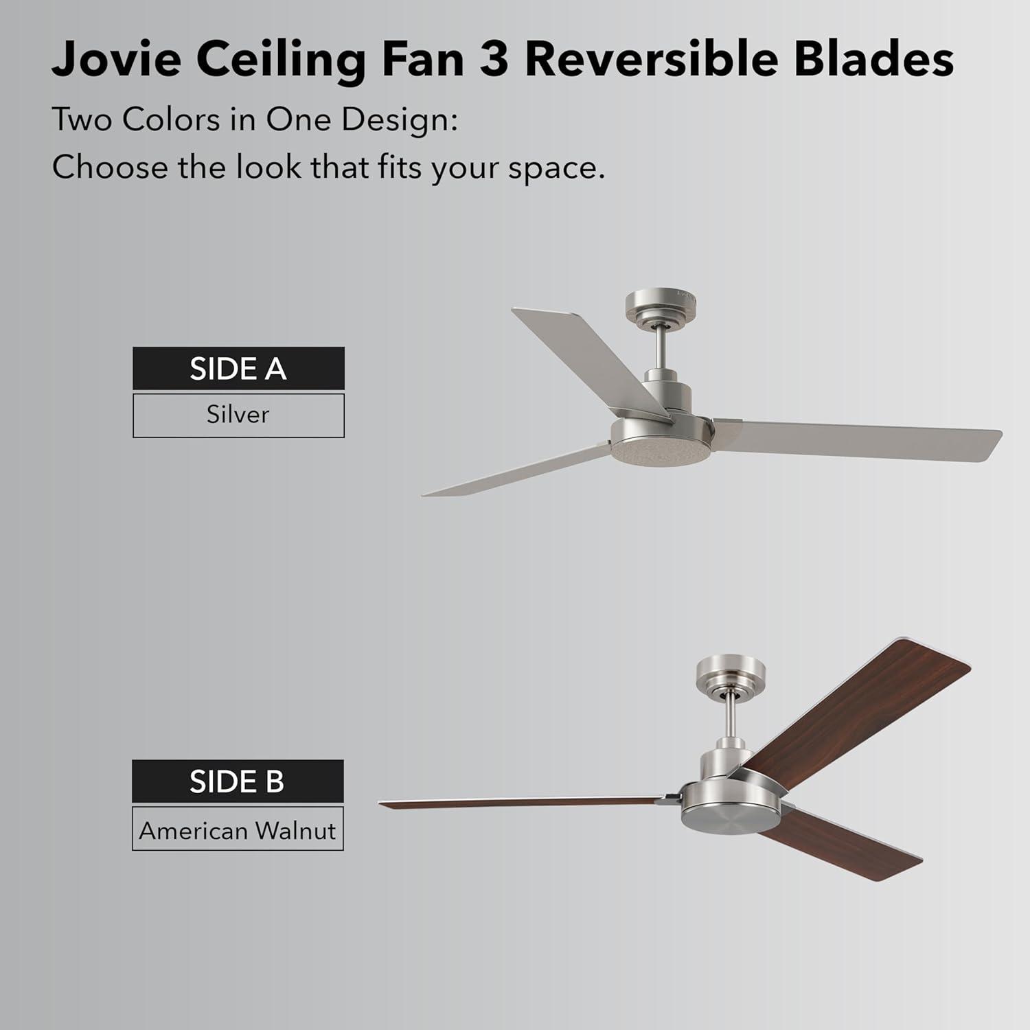 Jovie 58'' Brushed Steel Ceiling Fan with Remote and Reversible Blades