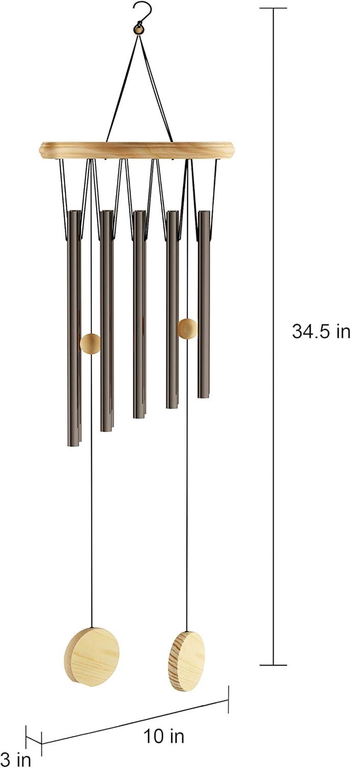 Metal & Wood Wind Chime-34.5 in. Tuned Metal Wind Chimes with Bronze Finish