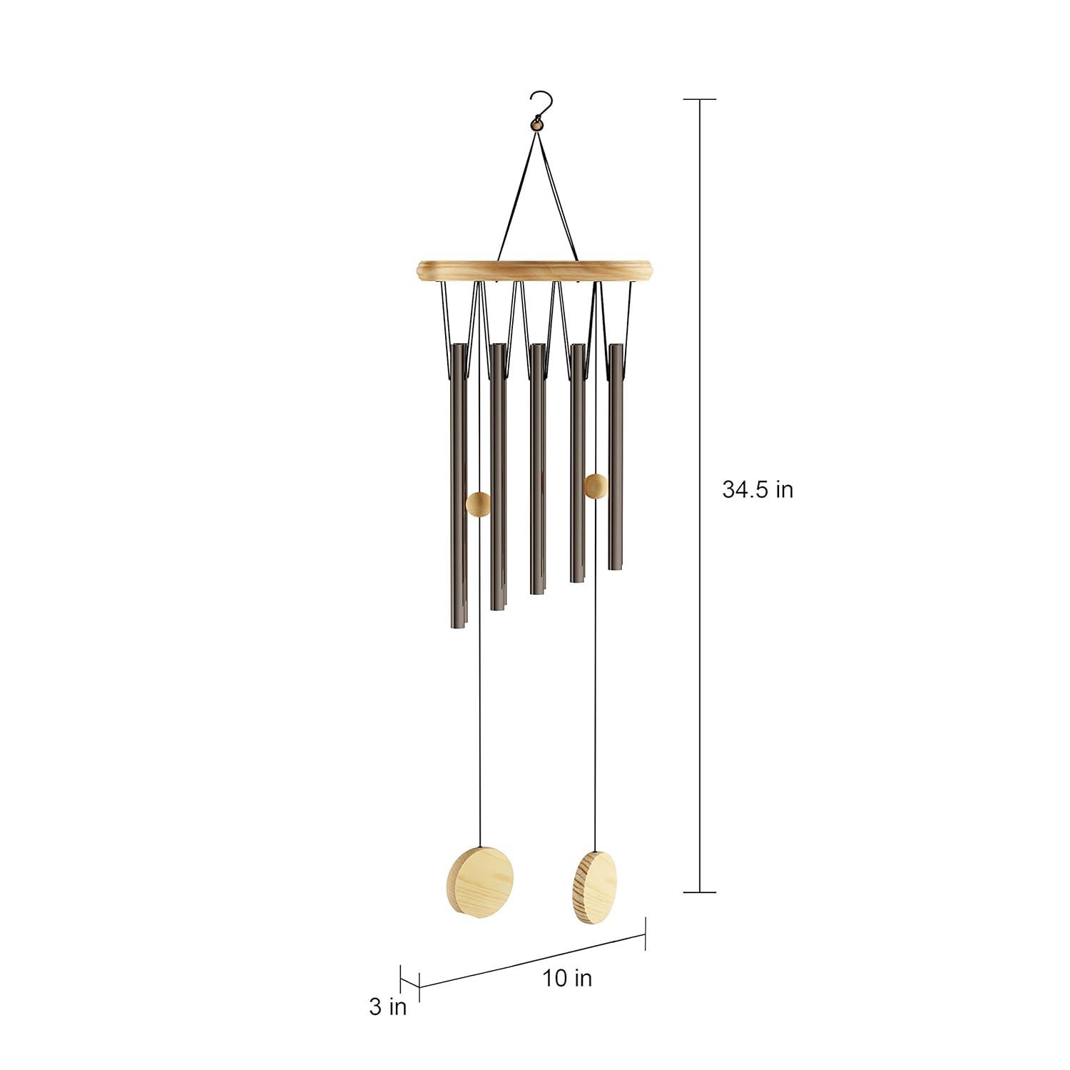 Metal & Wood Wind Chime-34.5 in. Tuned Metal Wind Chimes with Bronze Finish