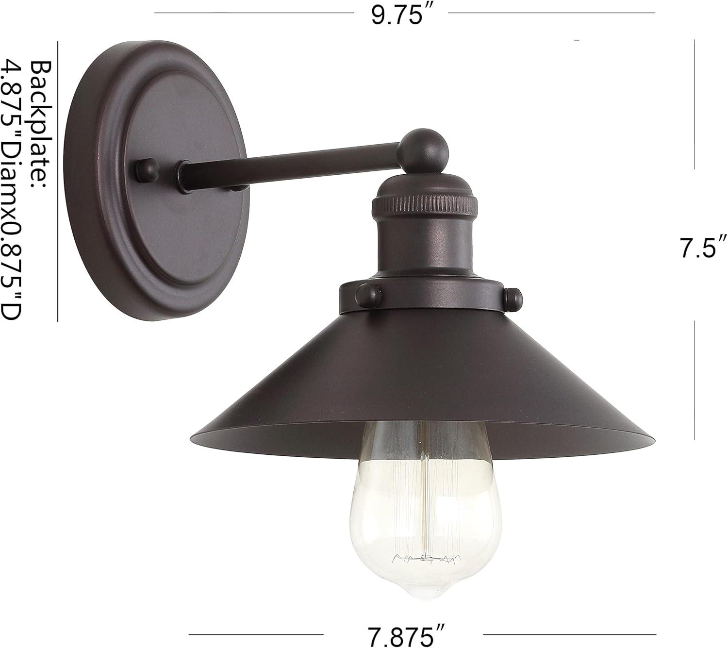 JONATHAN Y July 17.5" 2-Light Industrial Farmhouse Metal Vanity Light, Oil Rubbed Bronze