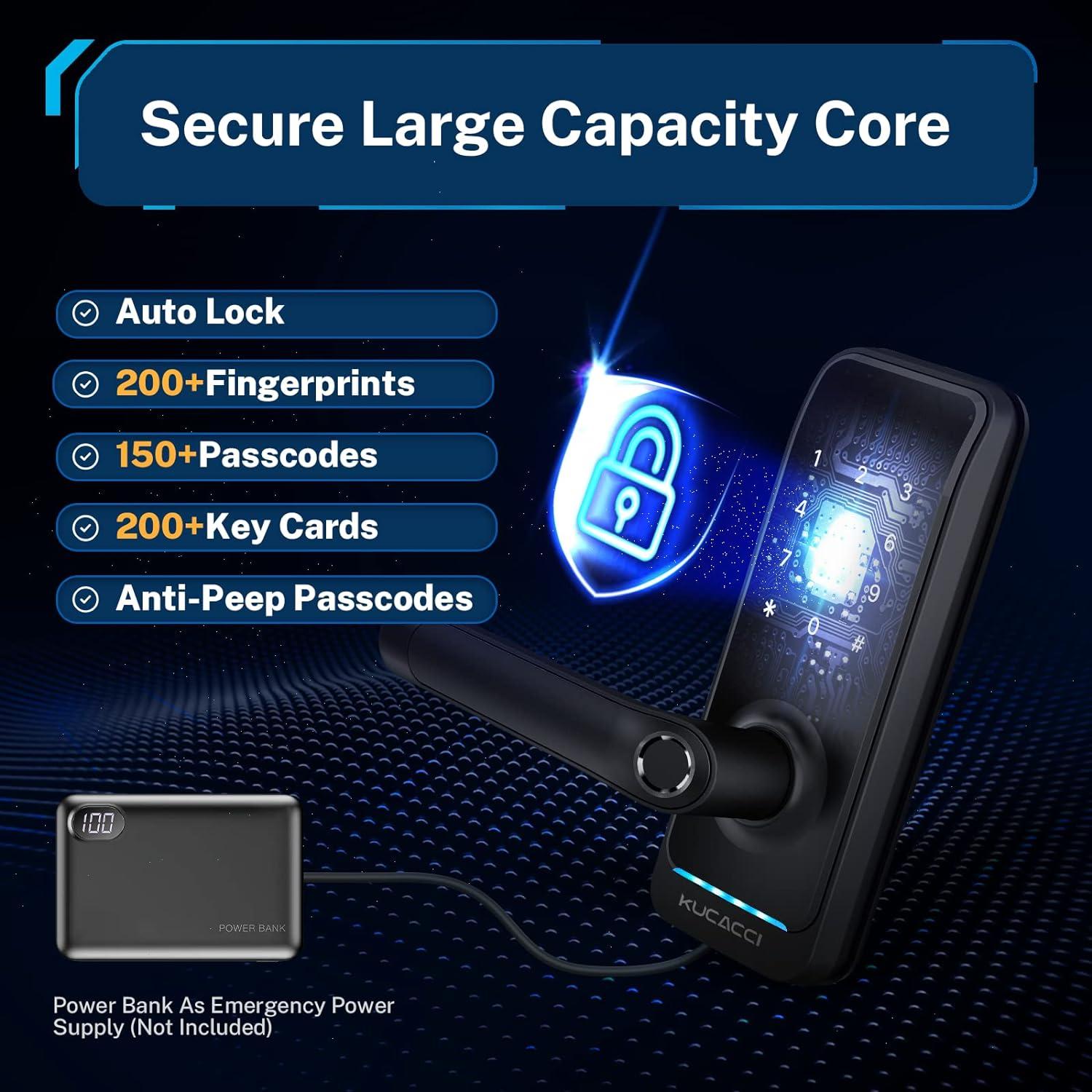 Black Electronic Deadbolt Door Lock with Keypad and Bluetooth