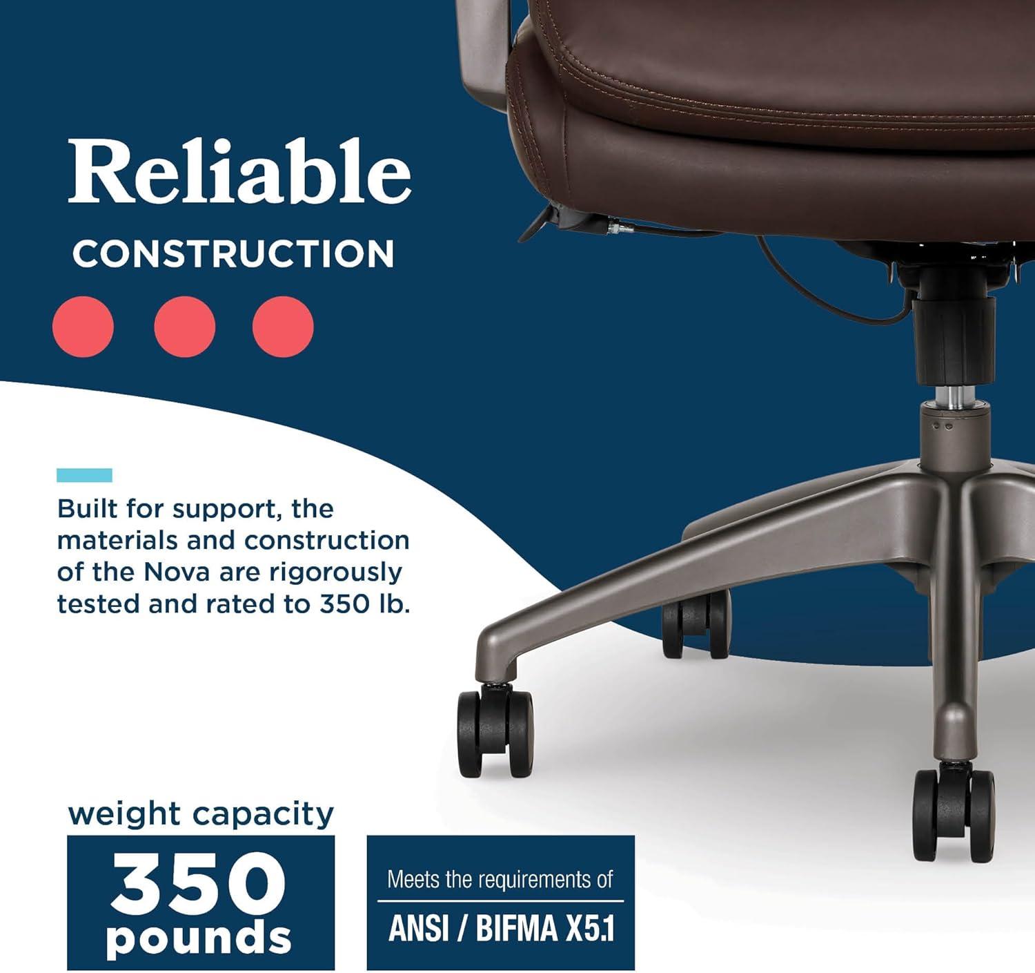 La-Z-Boy La-Z-Boy® Nova Executive Office Chair, Patented AIR Ergonomic Support Technology®, High-Back Premium Comfort & Support, Vegan PU Leather