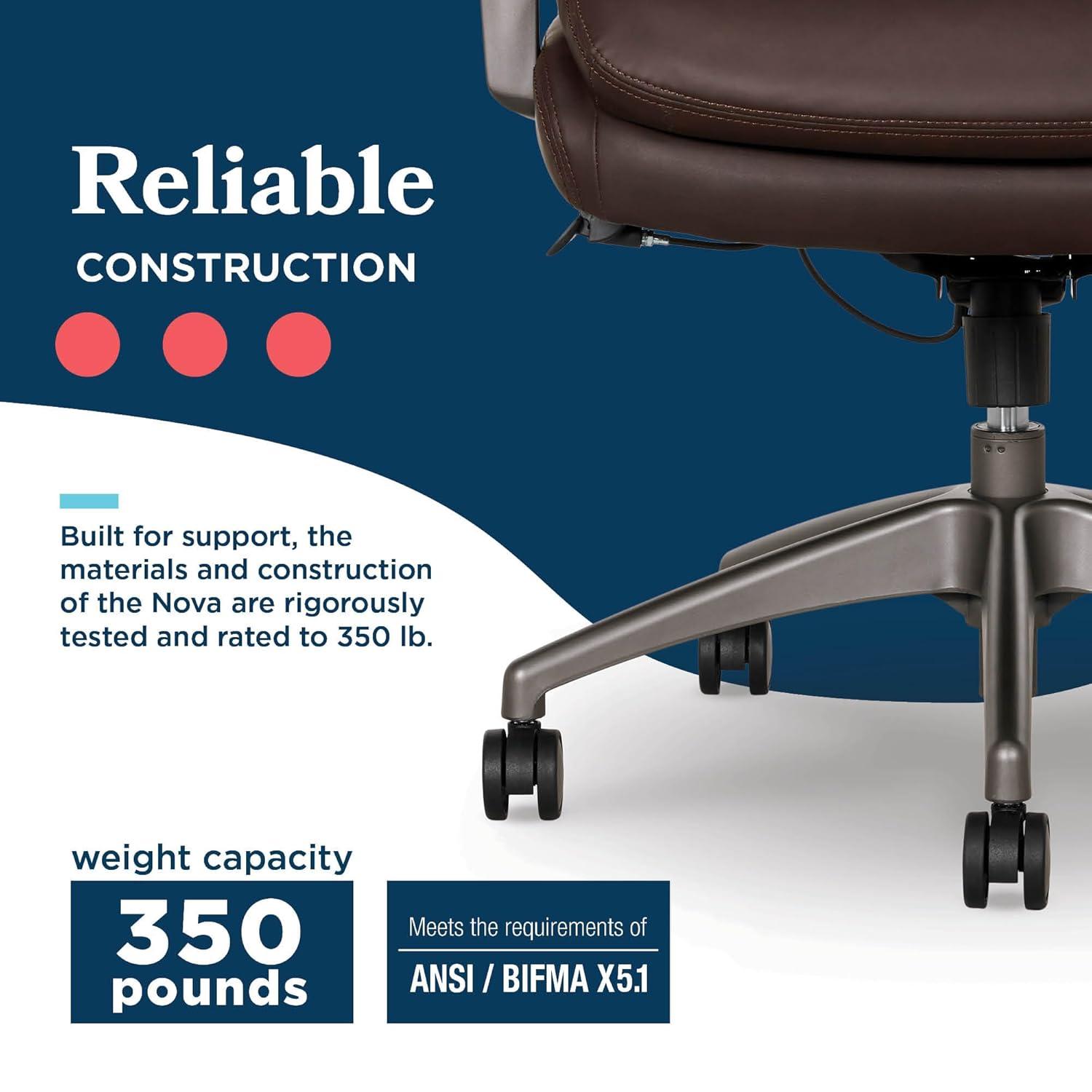 La-Z-Boy La-Z-Boy® Nova Executive Office Chair, Patented AIR Ergonomic Support Technology®, High-Back Premium Comfort & Support, Vegan PU Leather