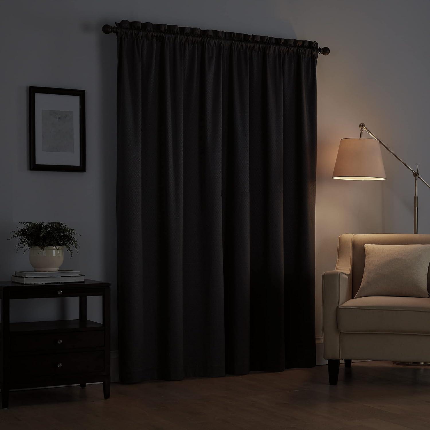 Burgundy Polyester Blackout Rod Pocket Curtain Panel