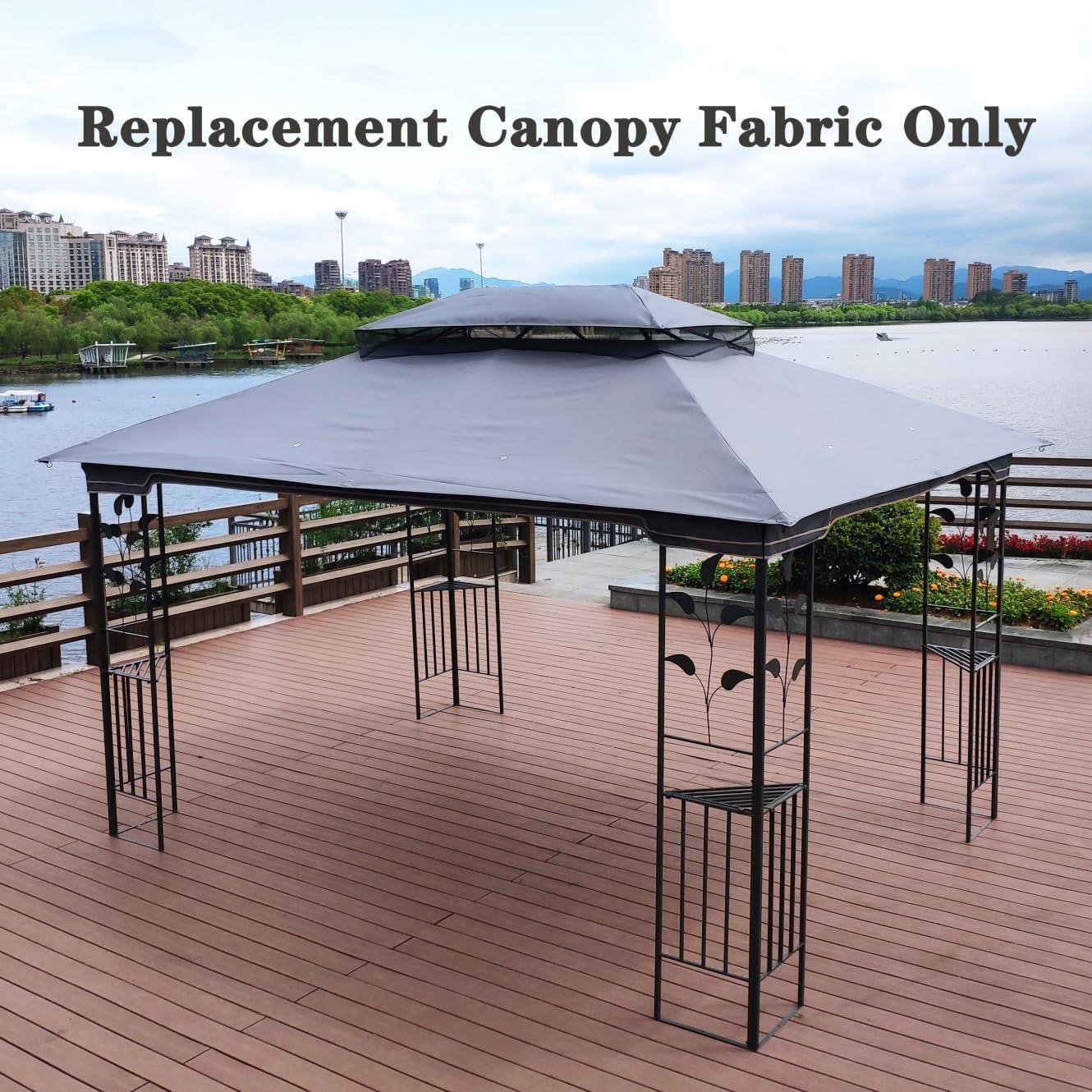 SHANRUGUOJI 13X10 Ft Patio Double Roof Gazebo Replacement Canopy Top Fabric
