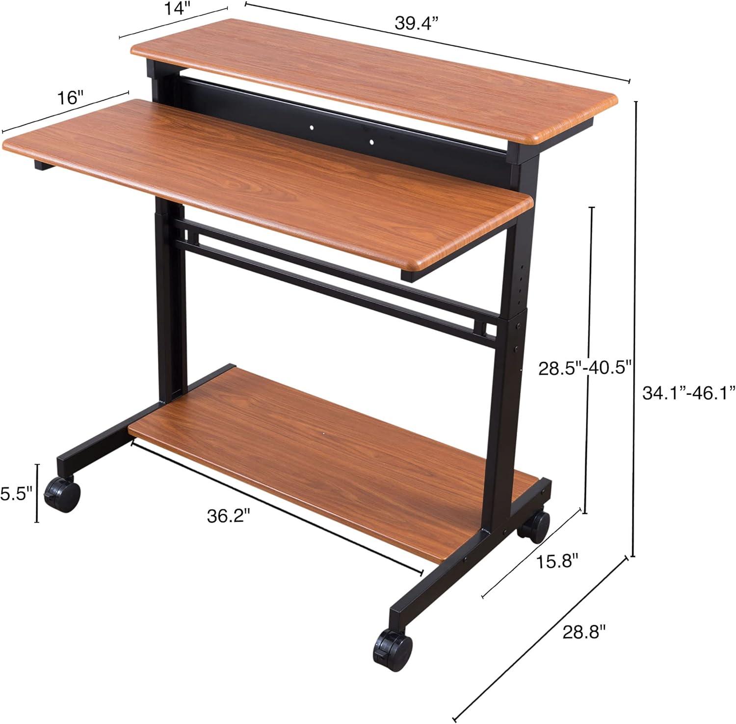 Stand Up Desk Store Rolling Adjustable Height Two Tier Standing Desk Computer Workstation