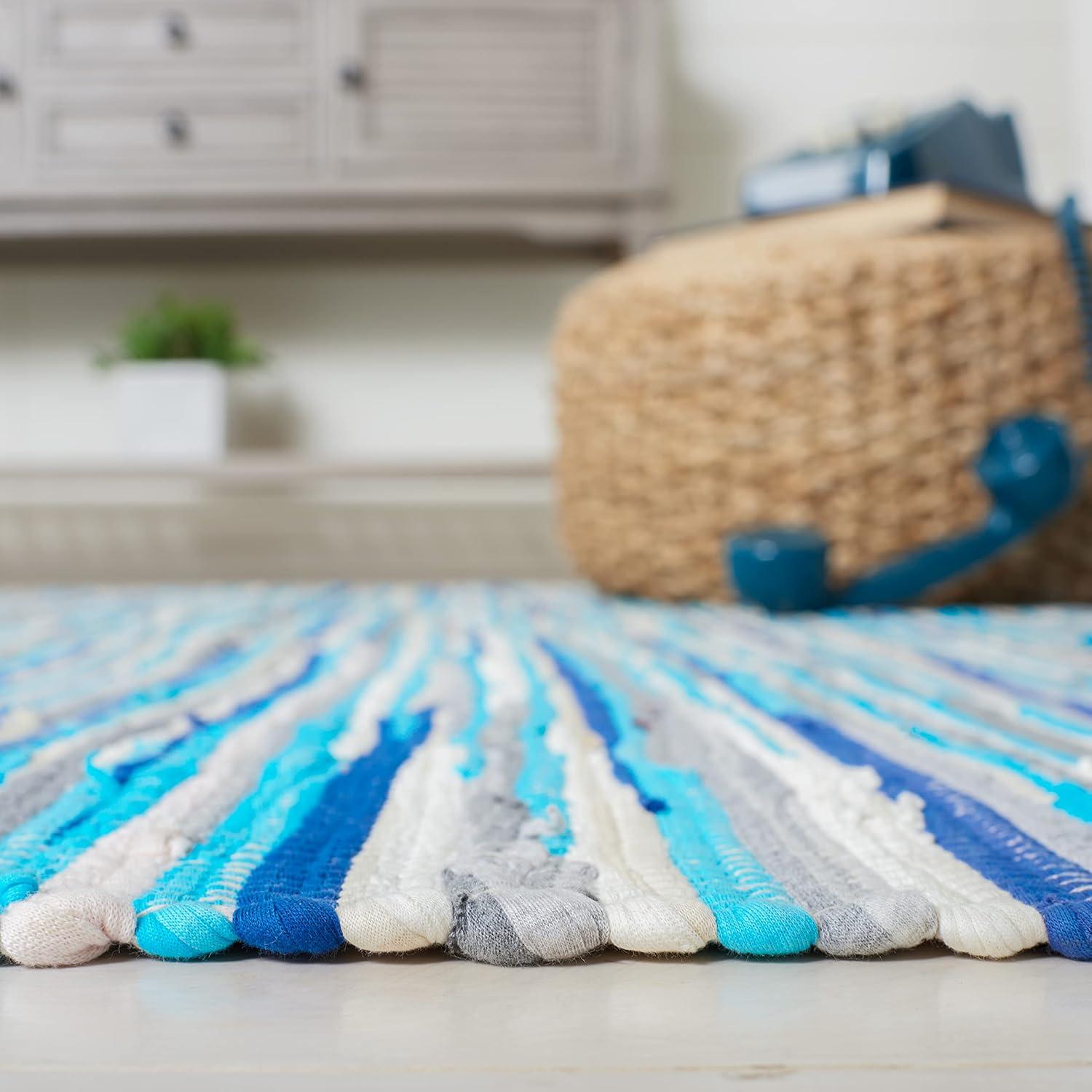 Rag Rug RAR129 Hand Woven Indoor Runner Rug - Turquoise/Multi - 2'3"x7' - Safavieh.