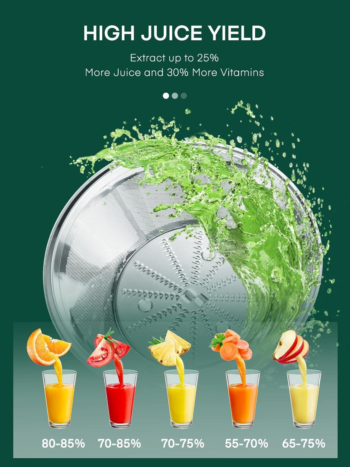 HOUSNAT Juicer Machines Vegetable and Fruit with 3-Speed Setting, Upgraded Version 400W Motor