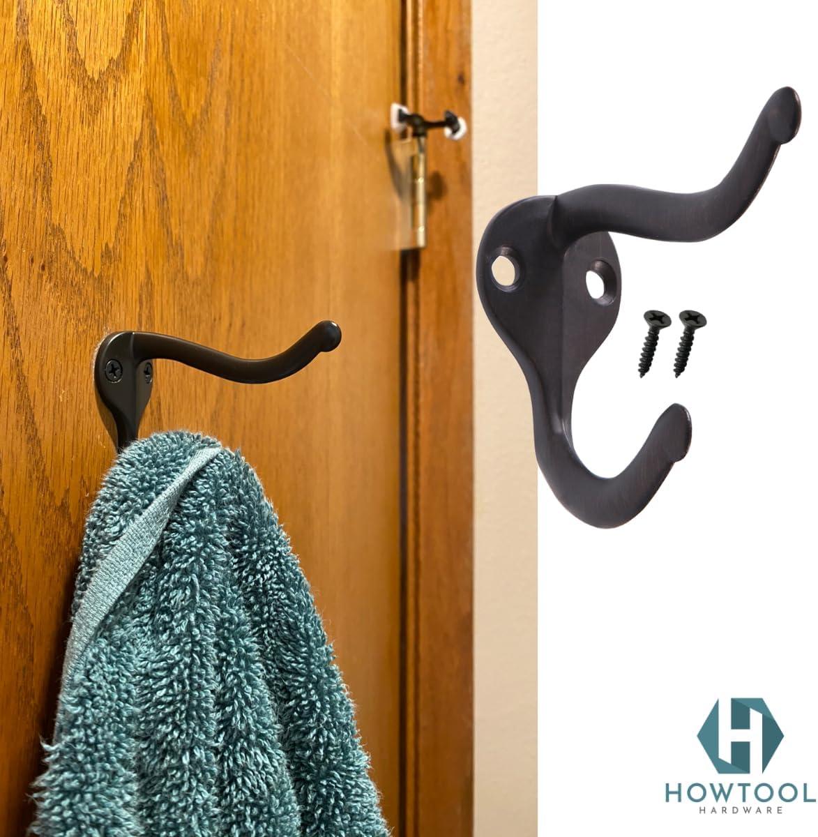 Coat Hooks for Wall Hanging Heavy Duty Wall Mounted Oil Rubbed Bronze Black, 5 Pack