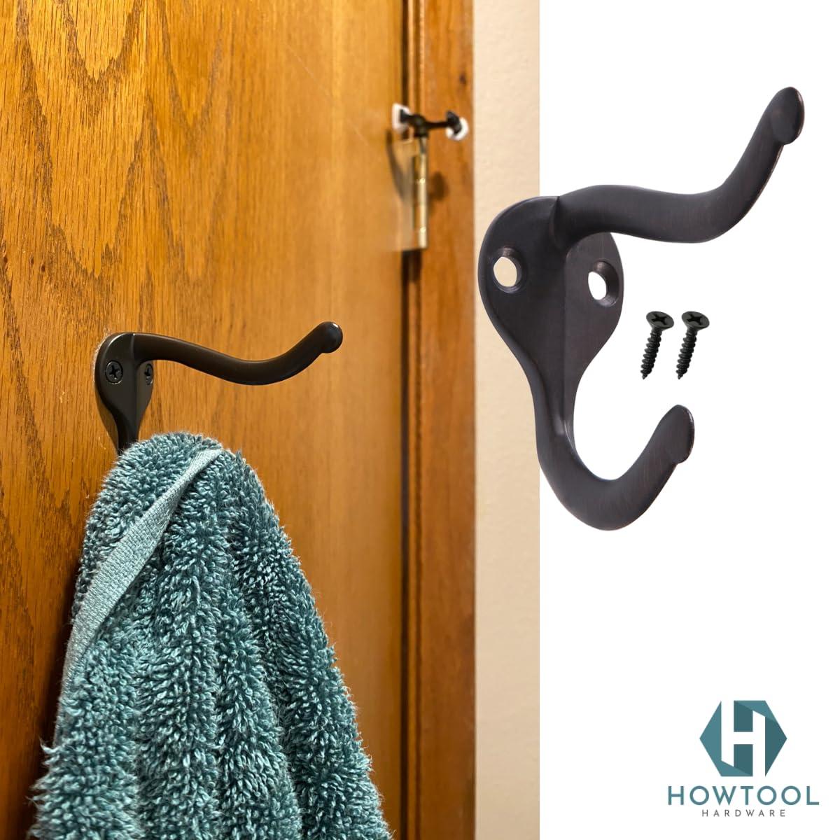 Coat Hooks for Wall Hanging Heavy Duty Wall Mounted Oil Rubbed Bronze Black, 5 Pack