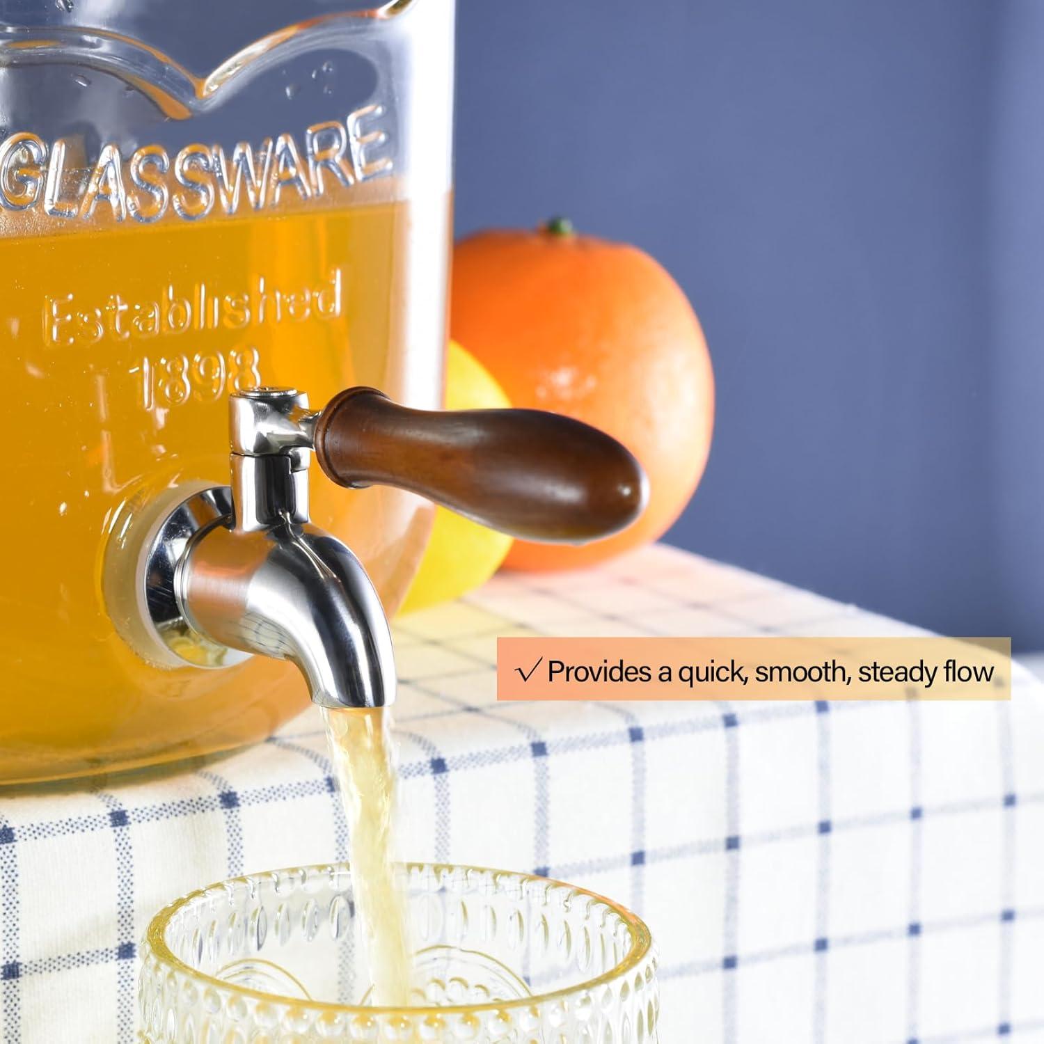 Polished Stainless Steel Beverage Dispenser Replacement Spigot Set