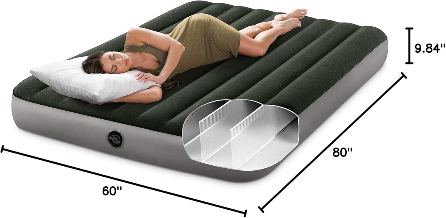 Open Box Intex Gray Standard Dura Beam Downy Air Mattress Built In Pump, Queen