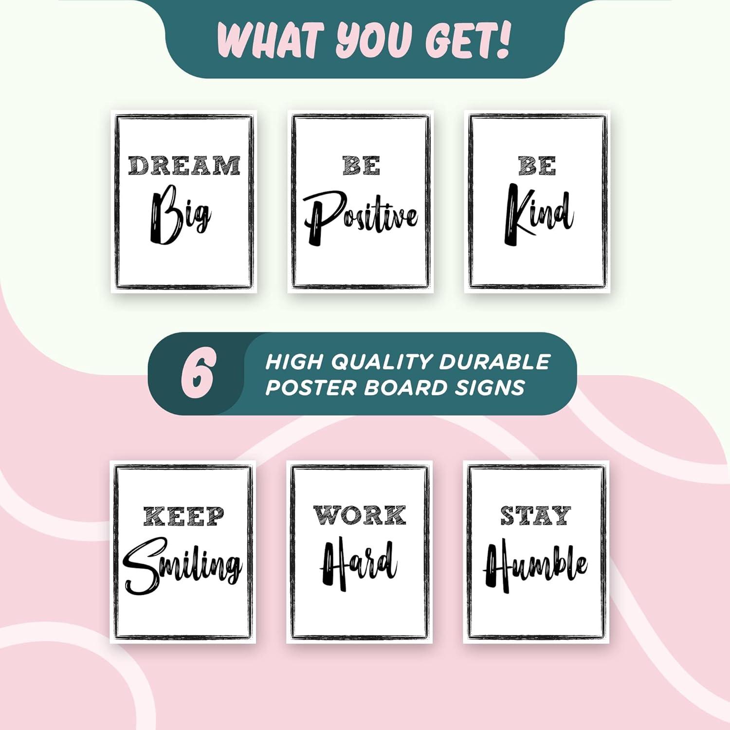 Red Barrel Studio® Inspirational Wall Art, Framed Motivational Canvas Wall Art Positive Quote For Living Room Bedroom Office, Stretched Ready To Hang (Set Of 6, 8X10in, Framed)