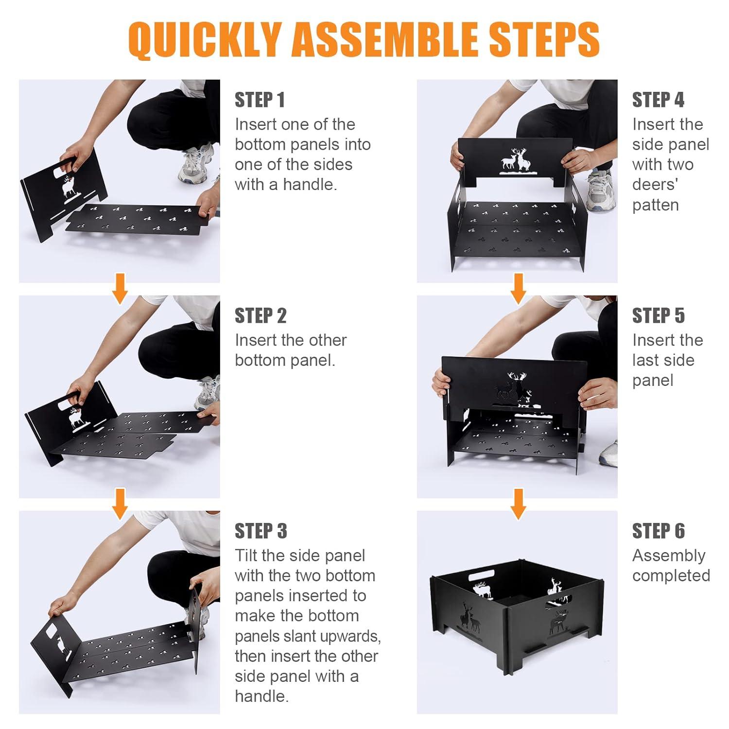 Portable Plug Fire Pit, 15.8 Inch Collapsible Firepits for Outside Wood Burning, Folding Outdoor Indoor Accessories for BBQ Camping Travel or Picnic, Foldable Fire Pits Bonfire of Backyard Patio